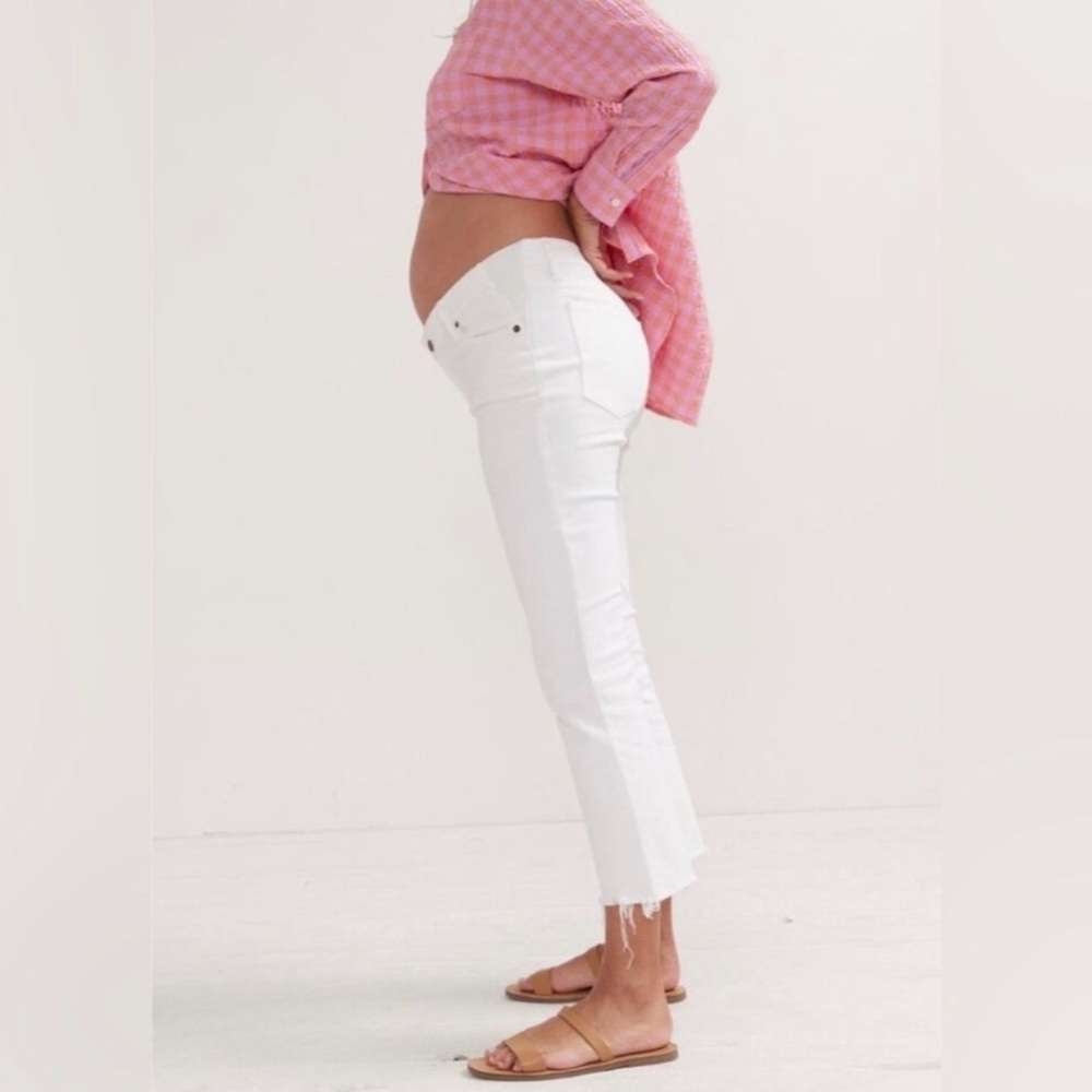 Hatch White Cropped Maternity Jeans